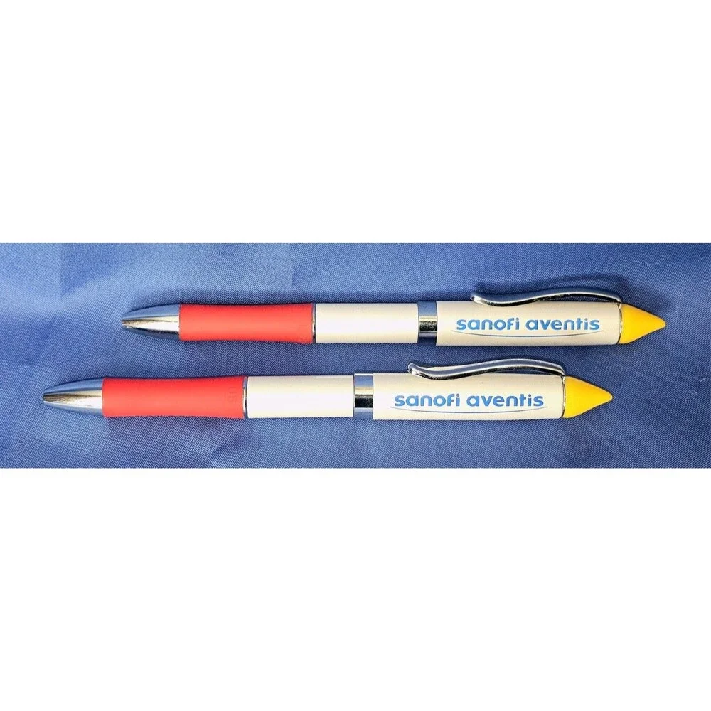 2 Drug Rep Heavy Metal Premium Sanofi Aventis Collectible Pharmaceutical Ink Pen